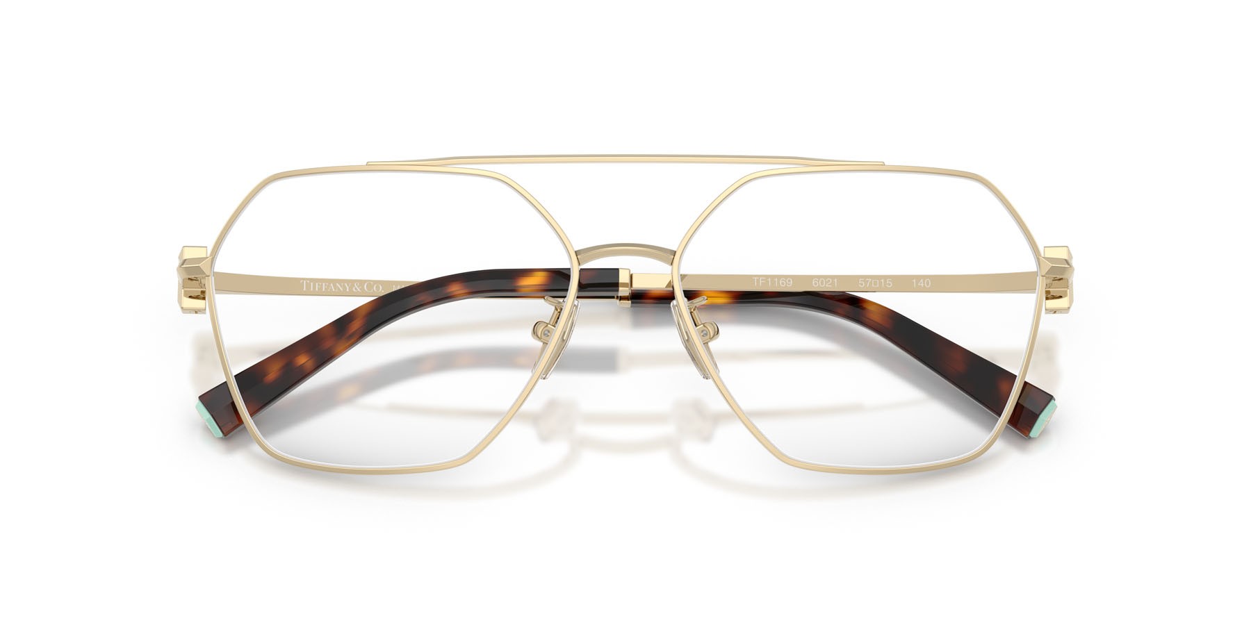 Occhiali da vista Tiffany TF 1169 (6021) colore oro pallido forma irregolare lenti lente demo