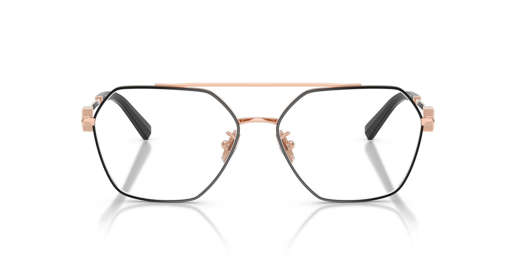 Occhiali da vista Tiffany TF 1169 (6105) colore black on rose gold forma irregolare lenti lente demo