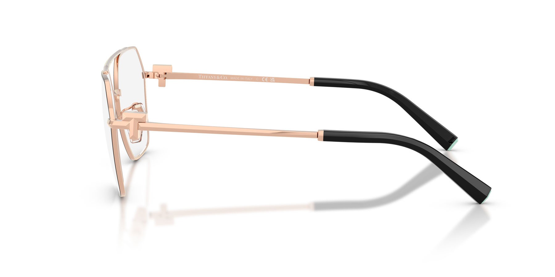 Occhiali da vista Tiffany TF 1169 (6105) colore black on rose gold forma irregolare lenti lente demo