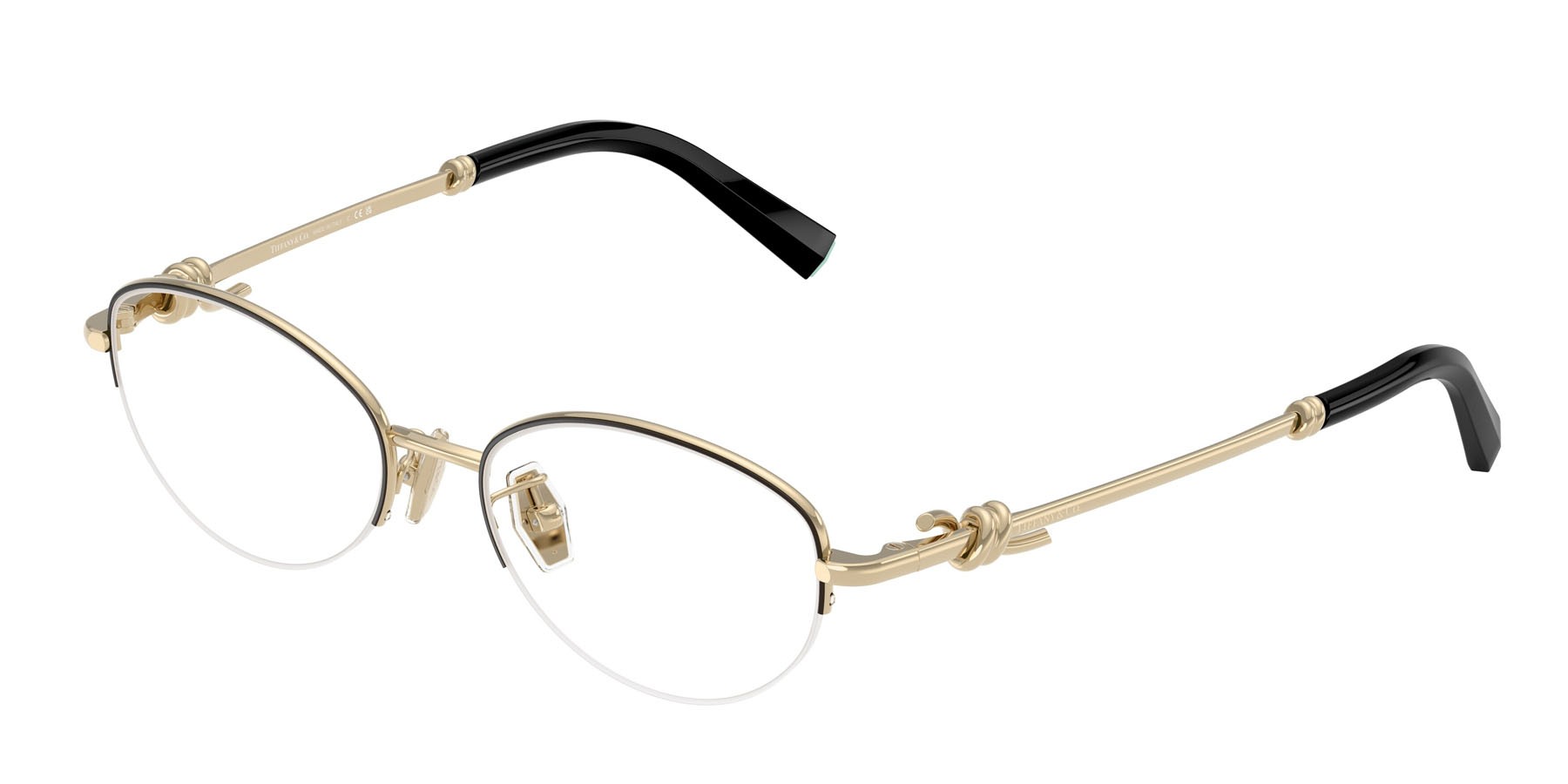 Eyeglasses Tiffany TF 1171D (6164) color nero su oro pallido shape oval lenses lente demo