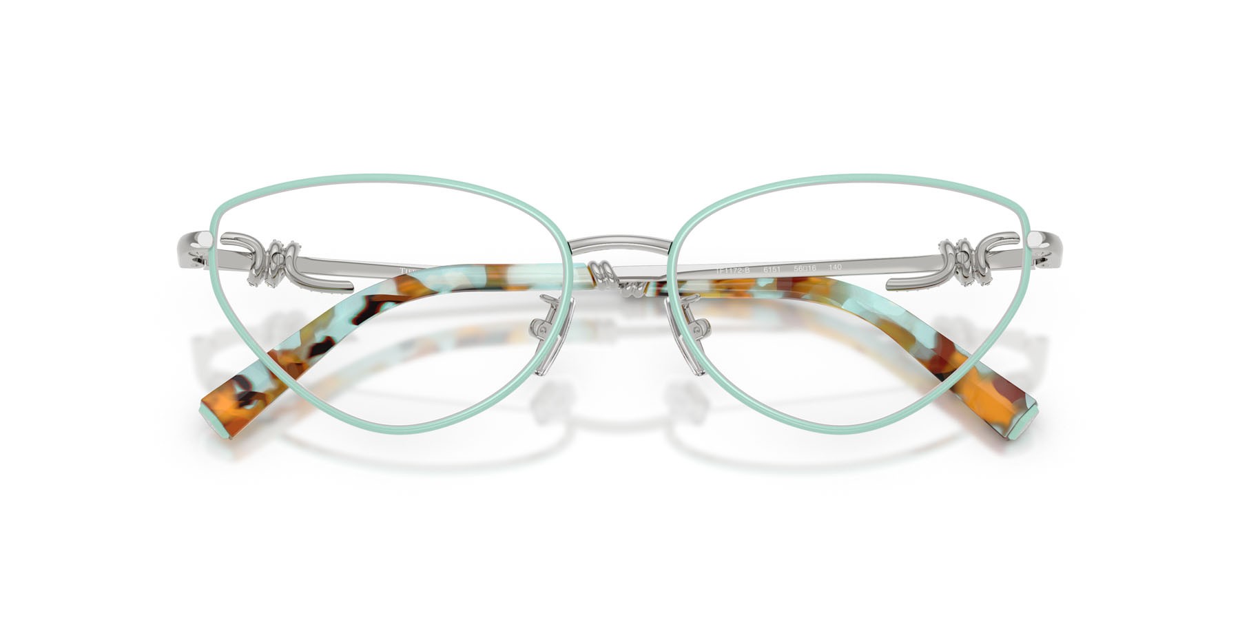 Occhiali da vista Tiffany TF 1172B (6151) colore tiffany blue on silver forma cat eye lenti lente demo