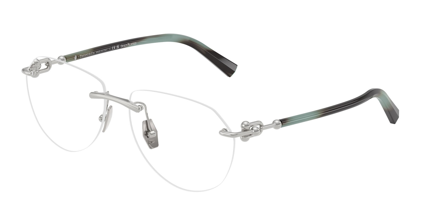 Occhiali da vista Tiffany TF 1173K (6213) colore argento placcato oro forma aviator lenti lente demo