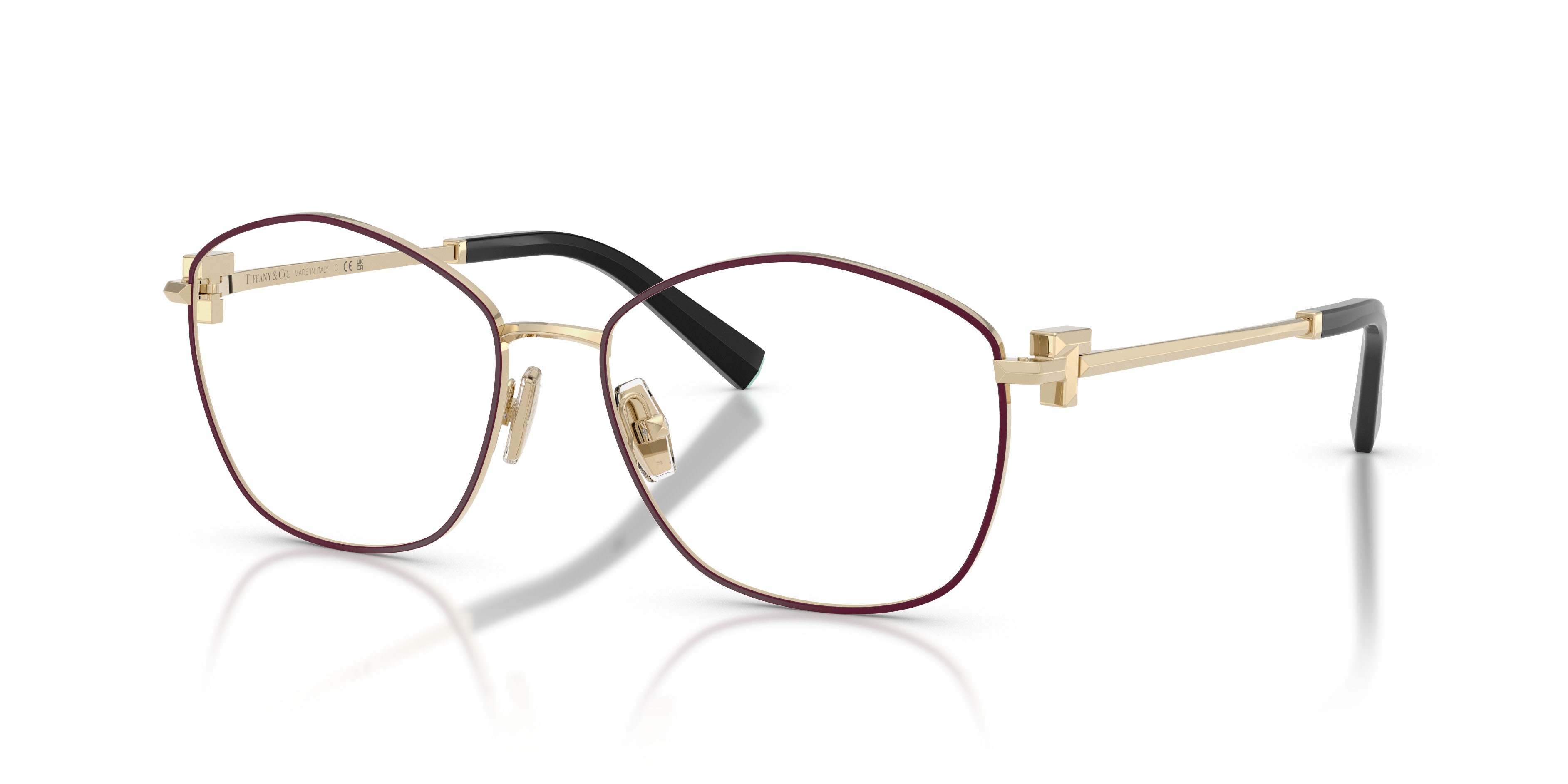 Eyeglasses Tiffany TF 1174 (6180) color bordeaux su oro pallido shape irregular lenses lente demo