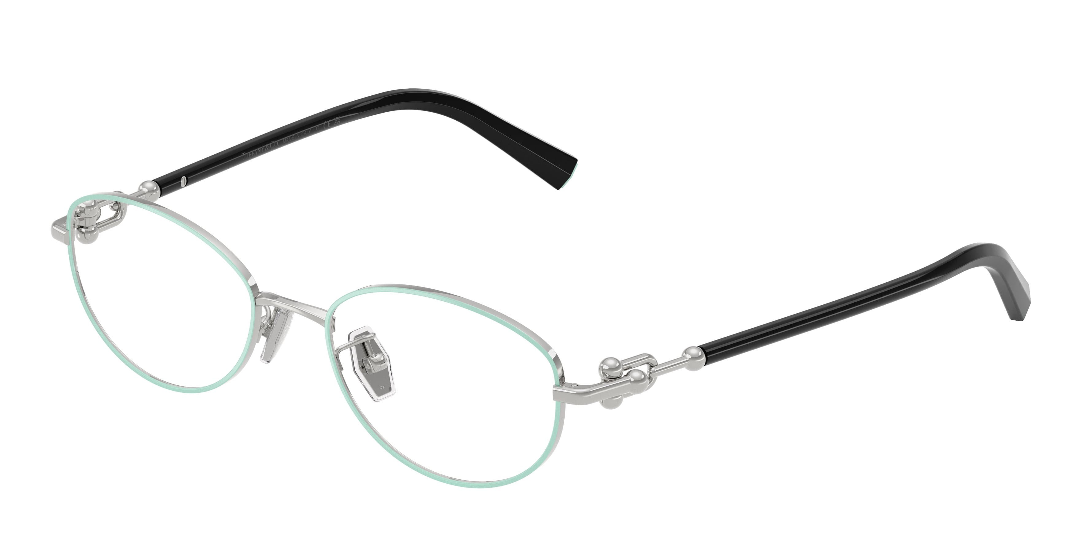 Occhiali da vista Tiffany TF 1176D (6151) colore tiffany blue on silver forma ovale lenti lente demo