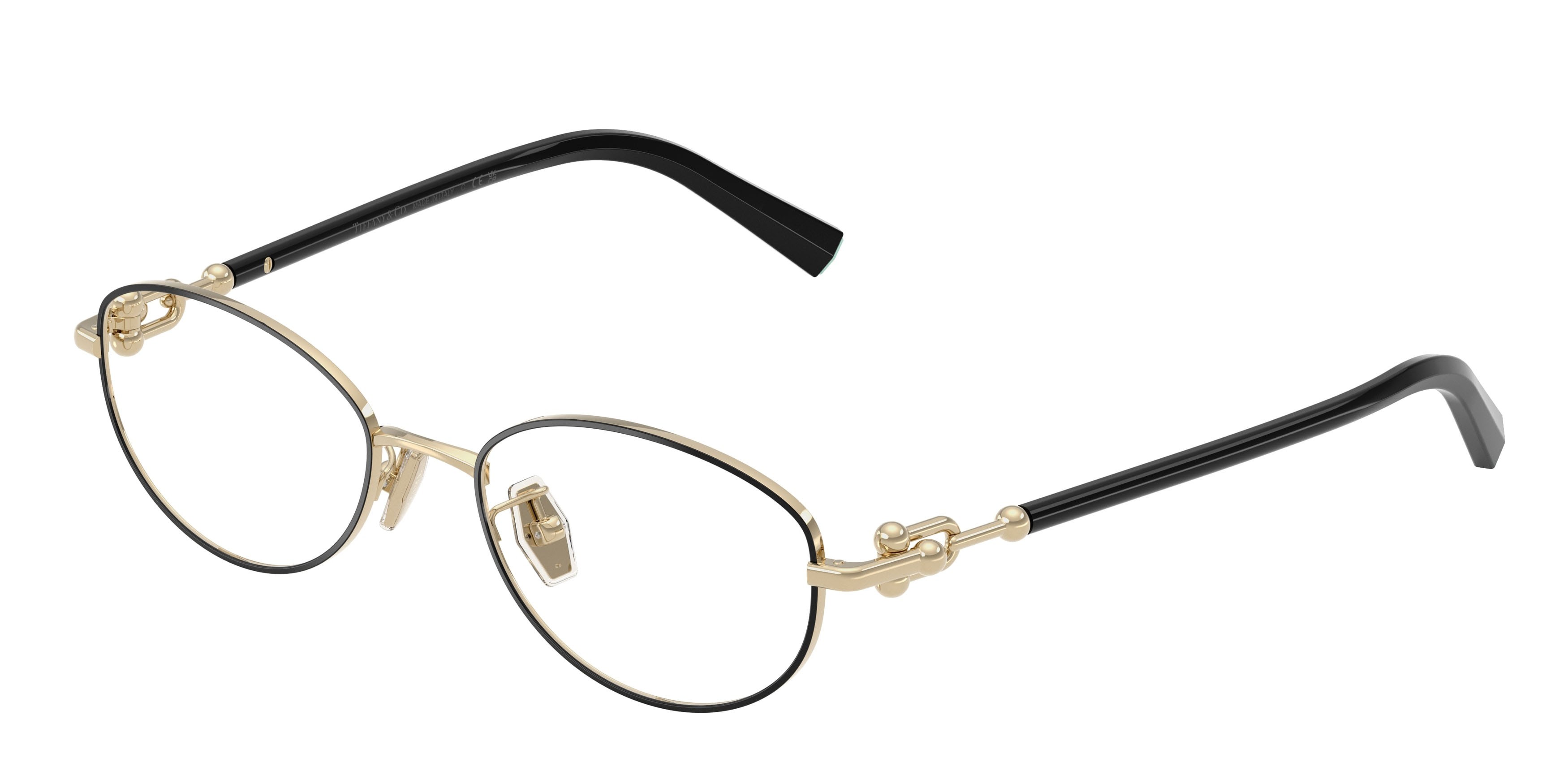 Occhiali da vista Tiffany TF 1176D (6164) colore nero su oro pallido forma ovale lenti lente demo