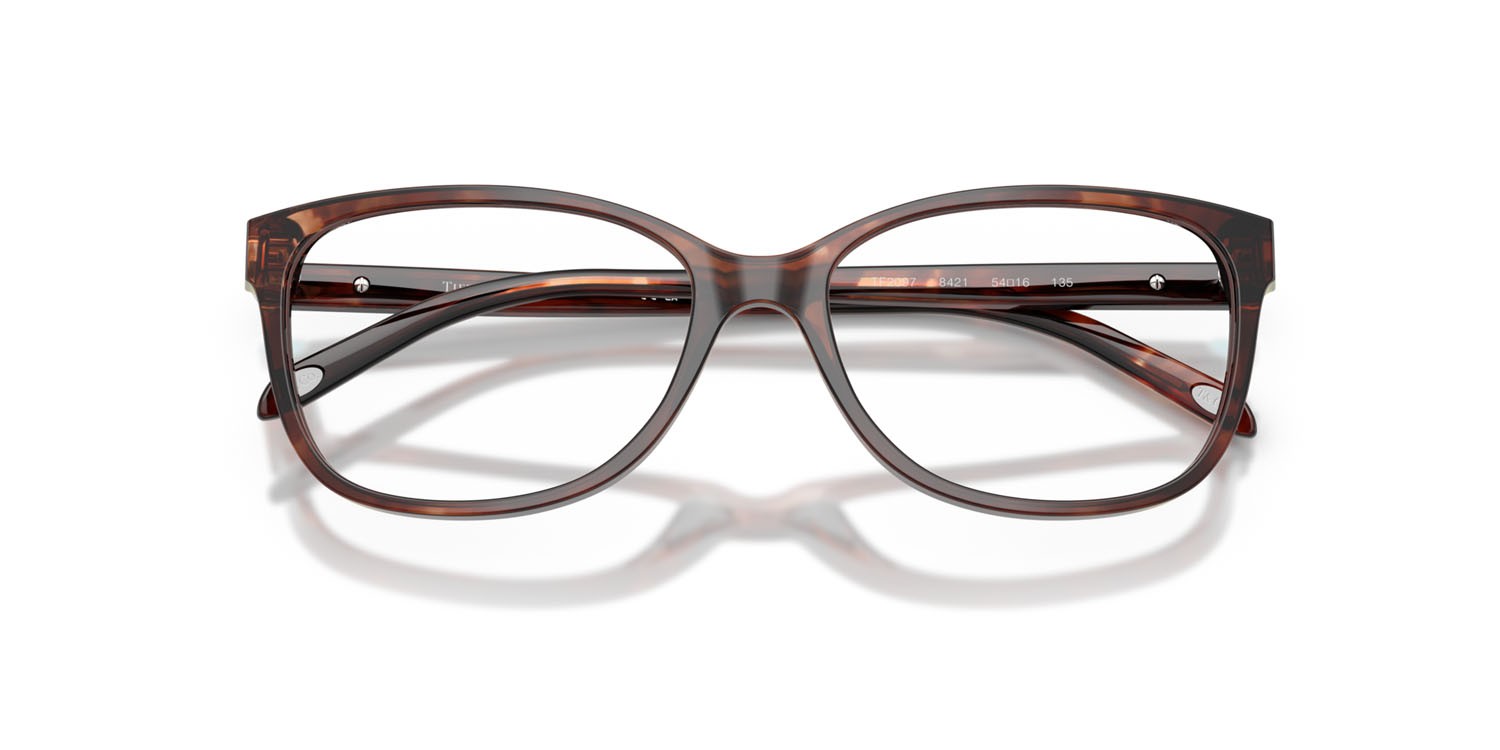 Occhiali da vista Tiffany TF 2097 (8421) colore havana marrone effetto maculato forma quadrato lenti lente demo