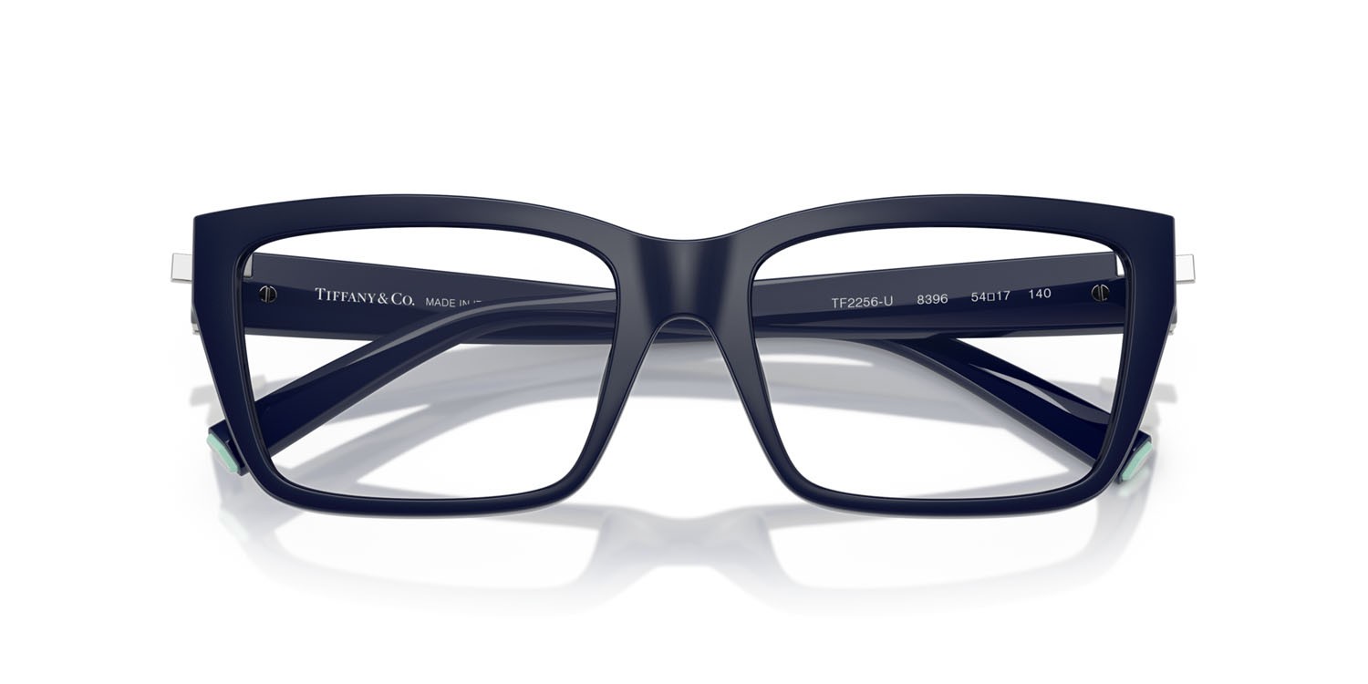Eyeglasses Tiffany TF 2256U (8396) color blu scuro tinta unita shape square lenses lente demo