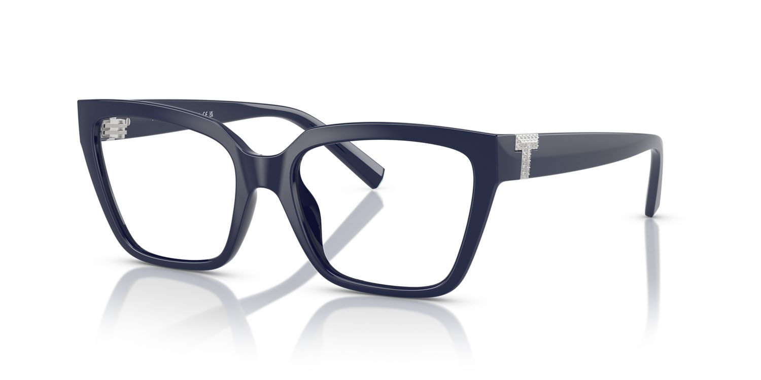 Eyeglasses Tiffany TF 2257BU (8396) color blu scuro tinta unita shape square lenses lente demo