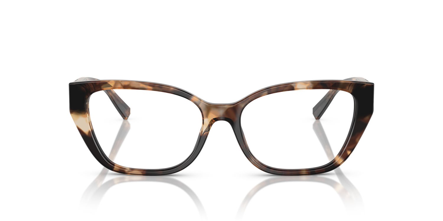 Eyeglasses Tiffany TF 2259 (8421) color havana marrone effetto maculato shape cat eye lenses lente demo
