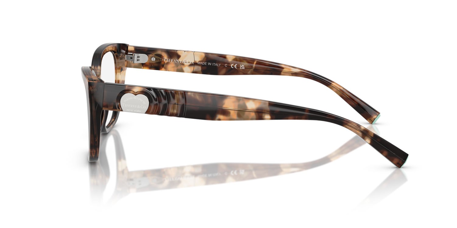 Eyeglasses Tiffany TF 2259 (8421) color havana marrone effetto maculato shape cat eye lenses lente demo