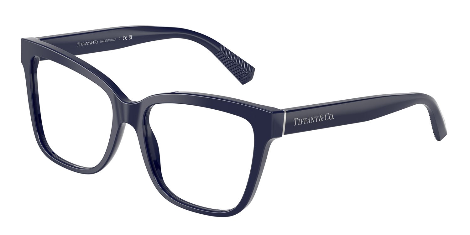 Eyeglasses Tiffany TF 2260 (8396) color blu scuro tinta unita shape cat eye lenses lente demo