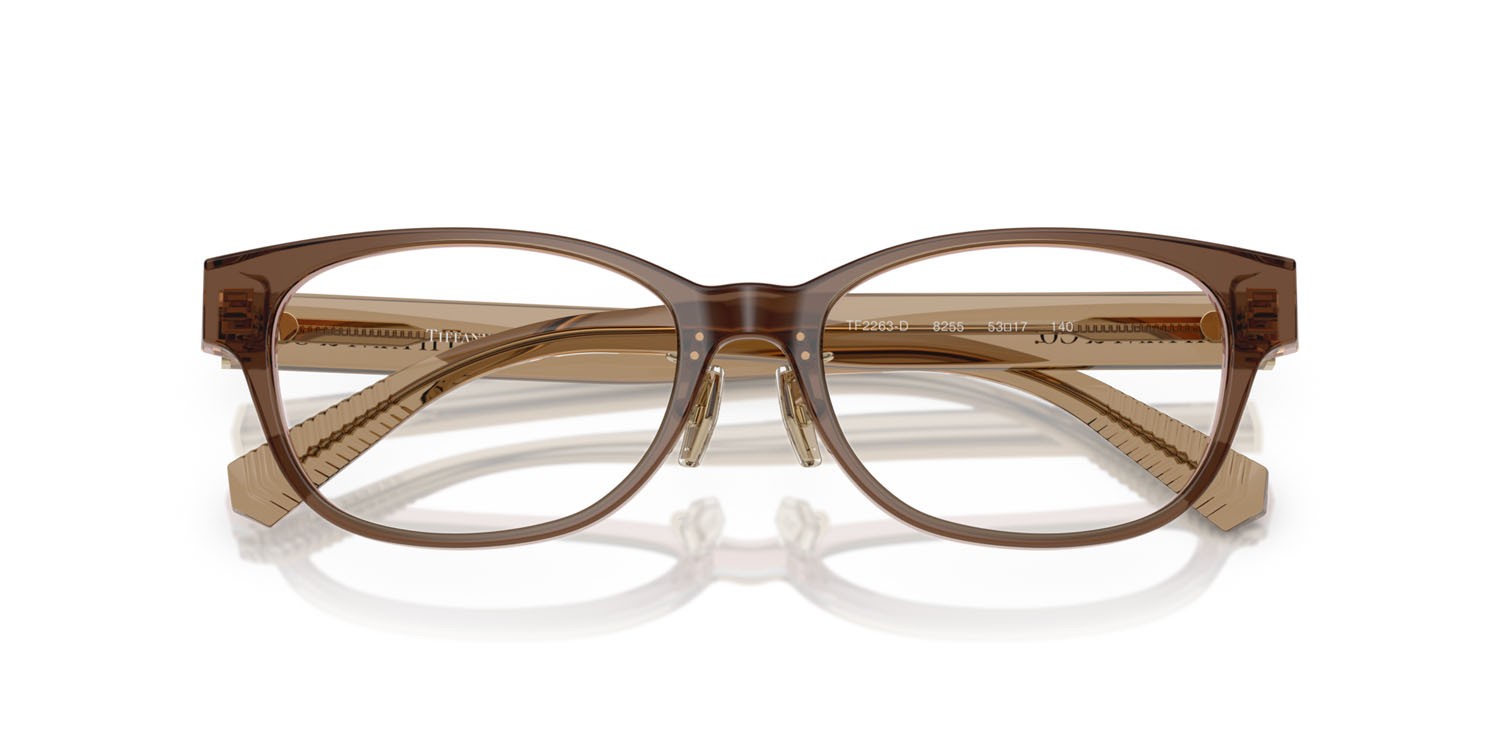 Eyeglasses Tiffany TF 2263D (8255) color marrone trasparente su rosa shape square lenses lente demo