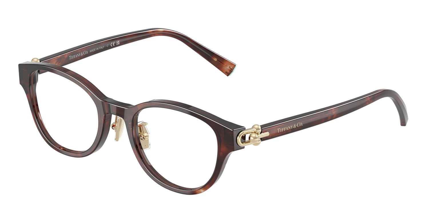 Eyeglasses Tiffany TF 2273D (8421) color havana marrone effetto maculato shape round lenses lente demo