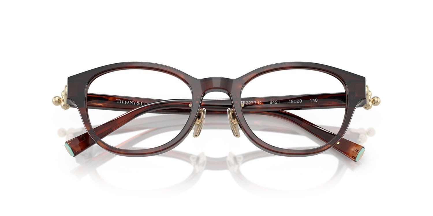 Eyeglasses Tiffany TF 2273D (8421) color havana marrone effetto maculato shape round lenses lente demo