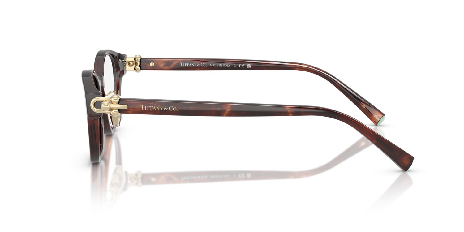 Eyeglasses Tiffany TF 2273D (8421) color havana marrone effetto maculato shape round lenses lente demo