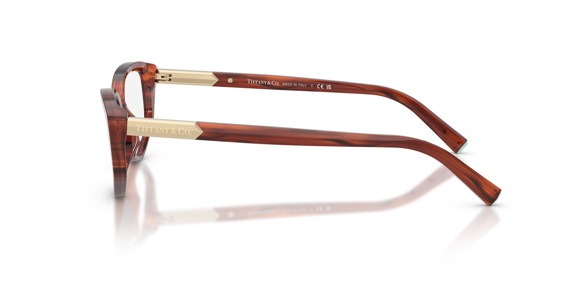 Occhiali da vista Tiffany TF 2276 (8440) colore rubino havana a righe forma irregolare lenti lente demo