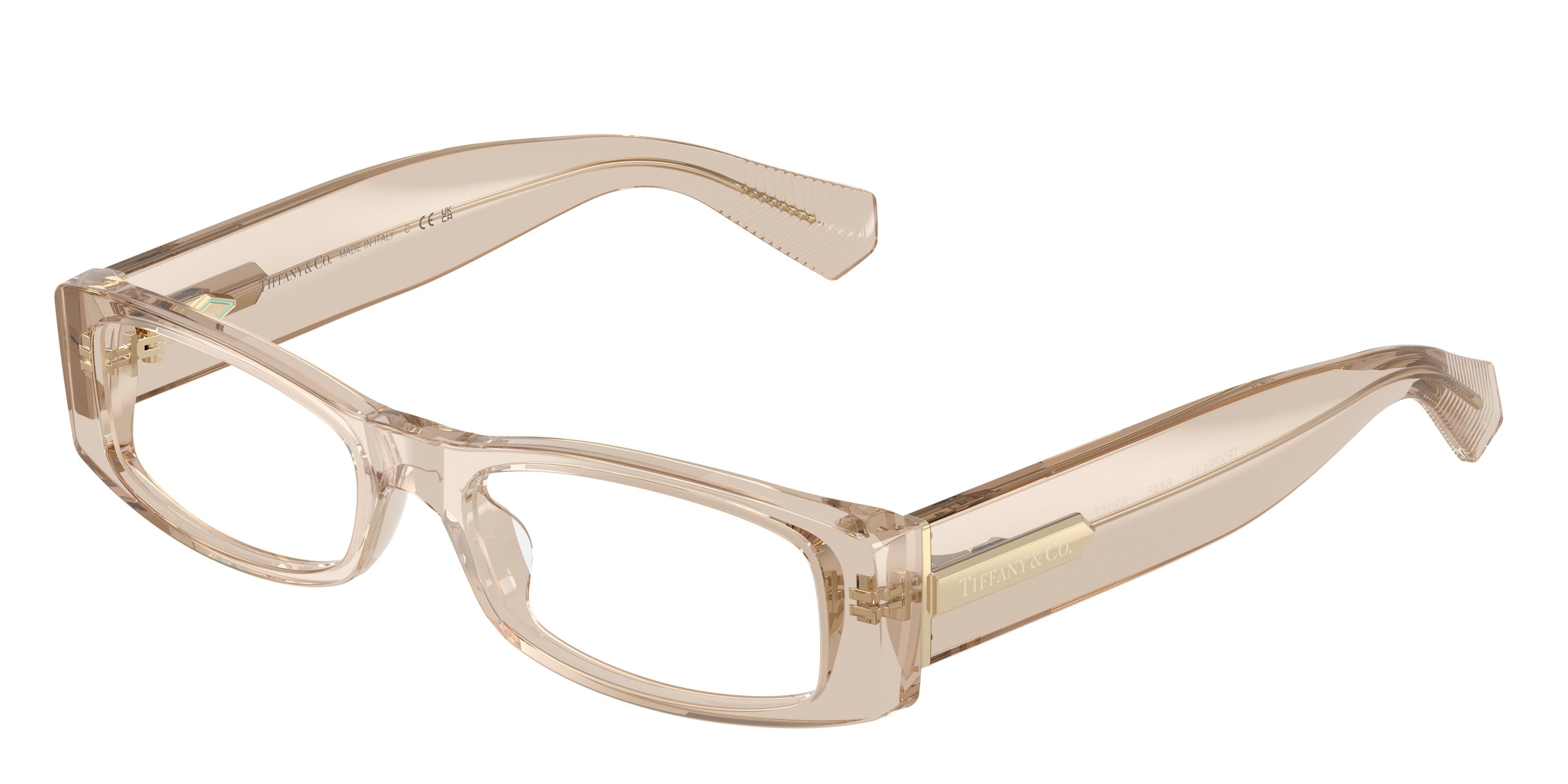 Occhiali da vista Tiffany TF 2294U (8445) colore beige crystal forma rettangolare lenti lente demo