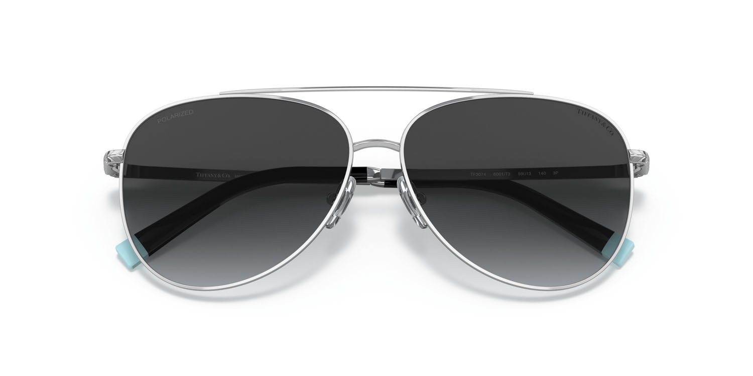 Sunglasses Tiffany TF 3074 (6001T3) color argento shape aviator lenses polarized grigia sfumata