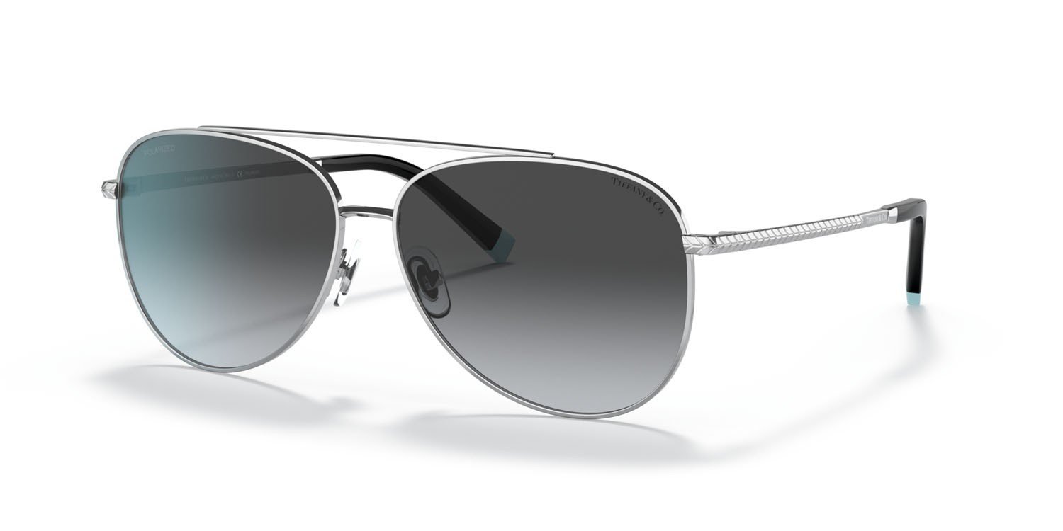 Sunglasses Tiffany TF 3074 (6001T3) color argento shape aviator lenses polarized grigia sfumata