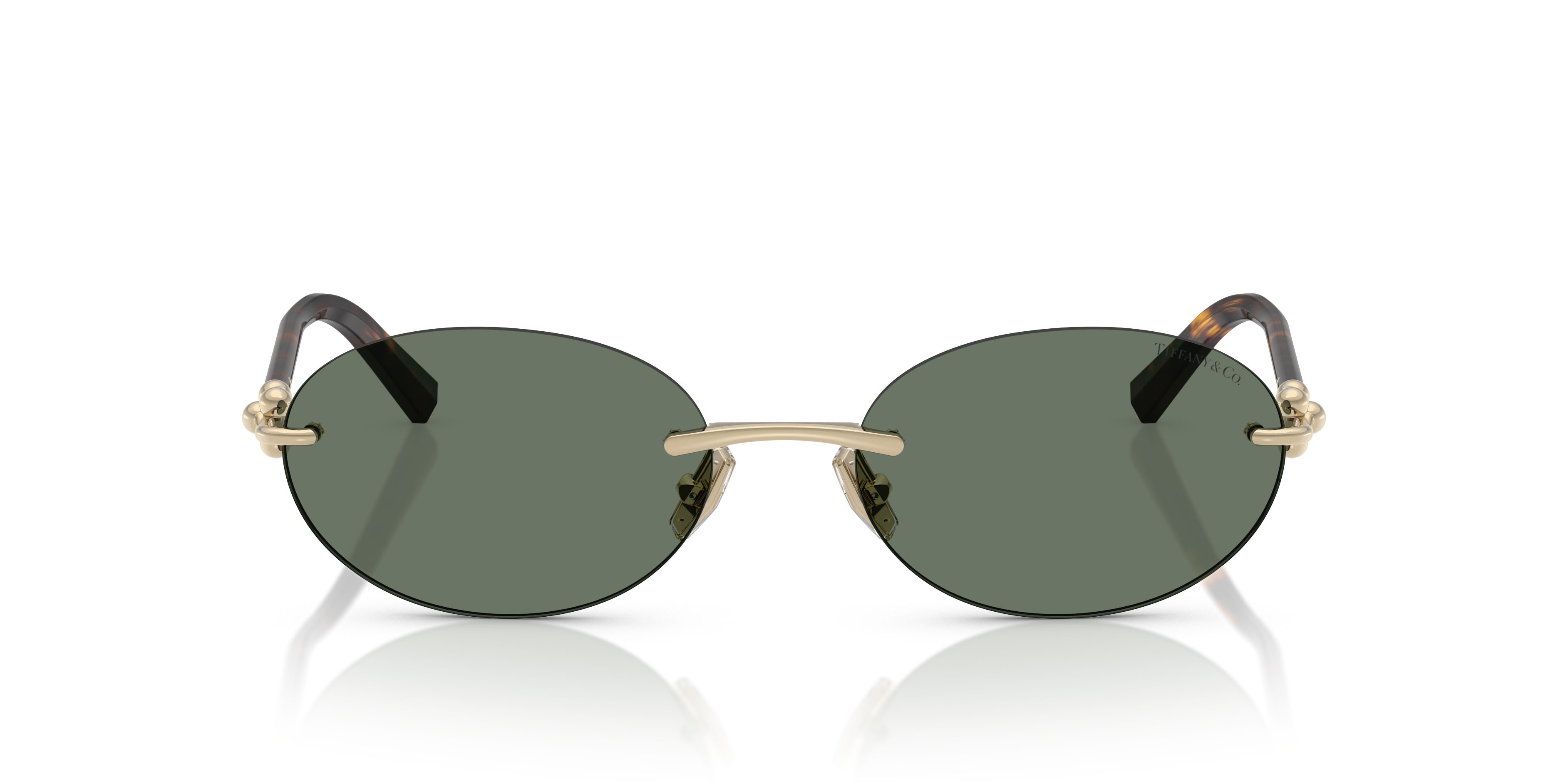 Occhiali da sole Tiffany TF 3104D (623882) colore oro pallido forma ovale lenti verde scuro
