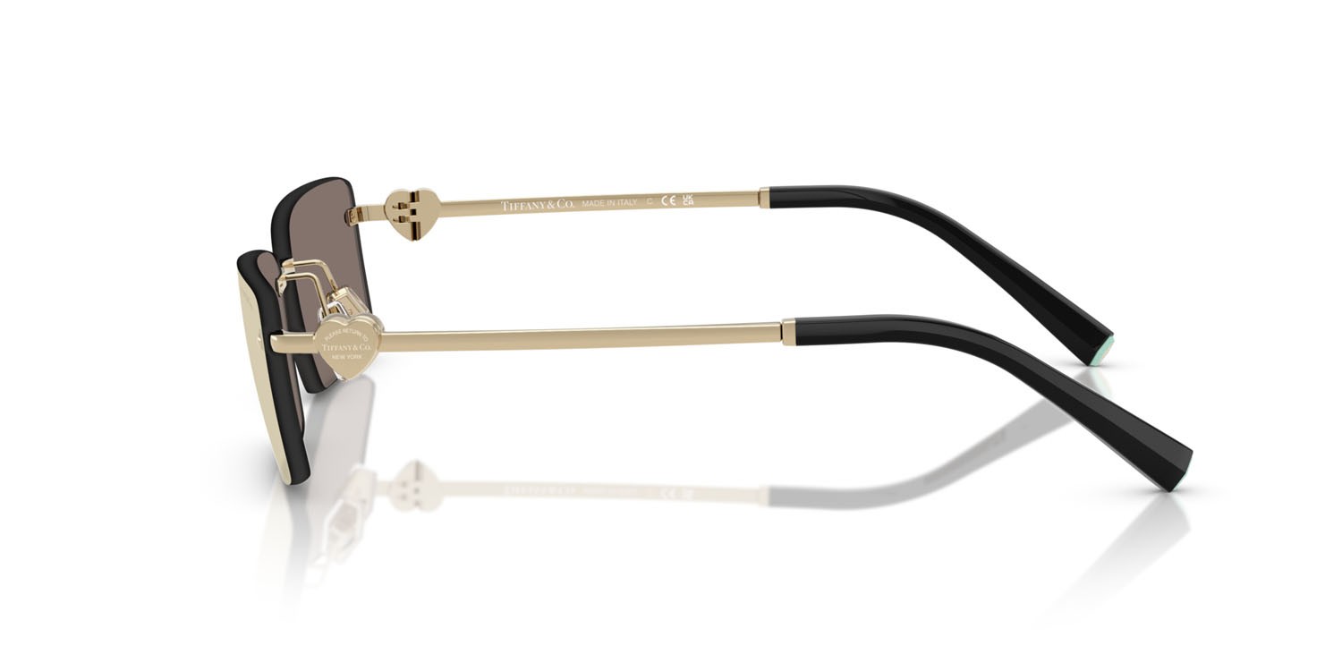 Sunglasses Tiffany TF 3108B (60215A) color oro pallido shape rectangle lenses marrone chiaro specchiato oro