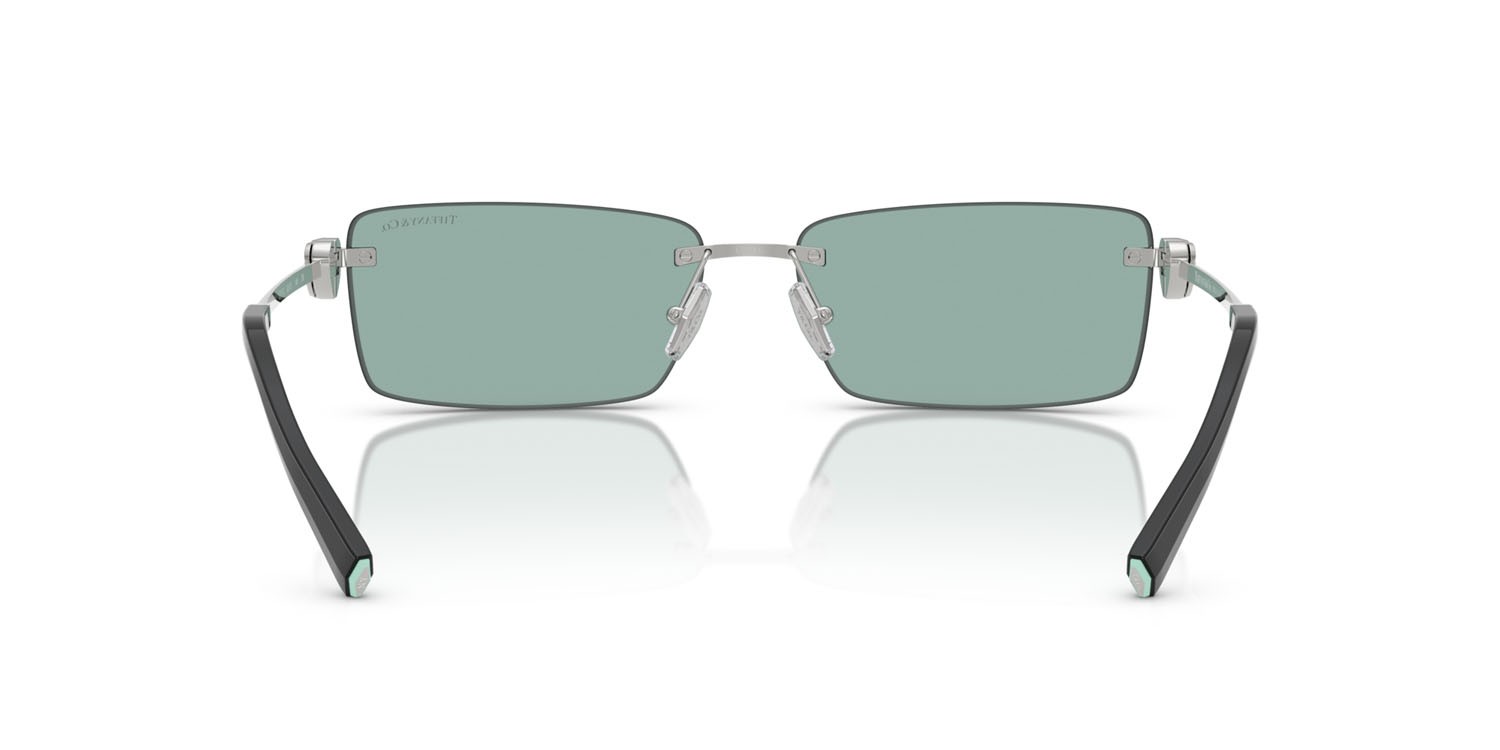 Occhiali da sole Tiffany TF 3108B (62227C) colore argento forma rettangolare lenti azzurro chiaro specchiato argento