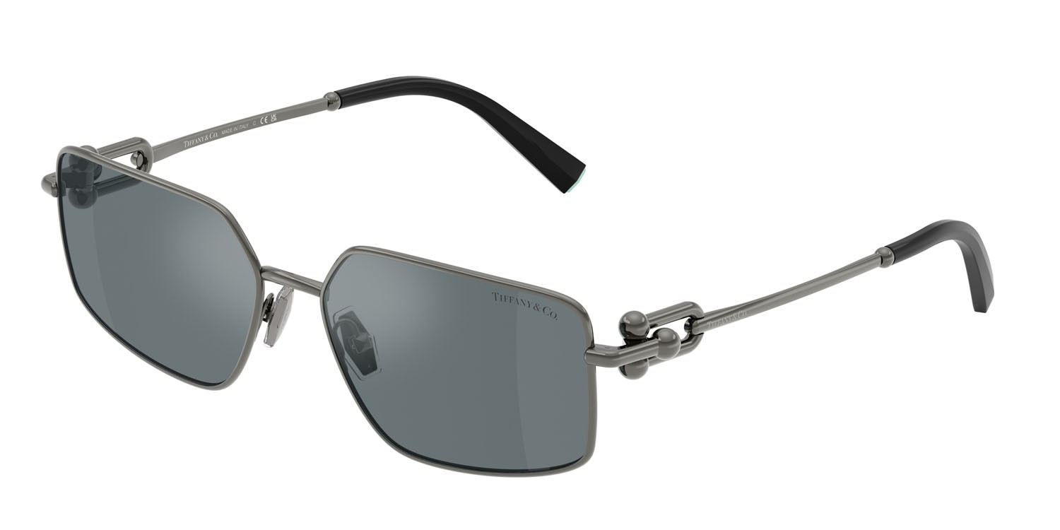 Sunglasses Tiffany TF 3111 (62266G) color rutenio shape rectangle lenses grigio nero specchiato