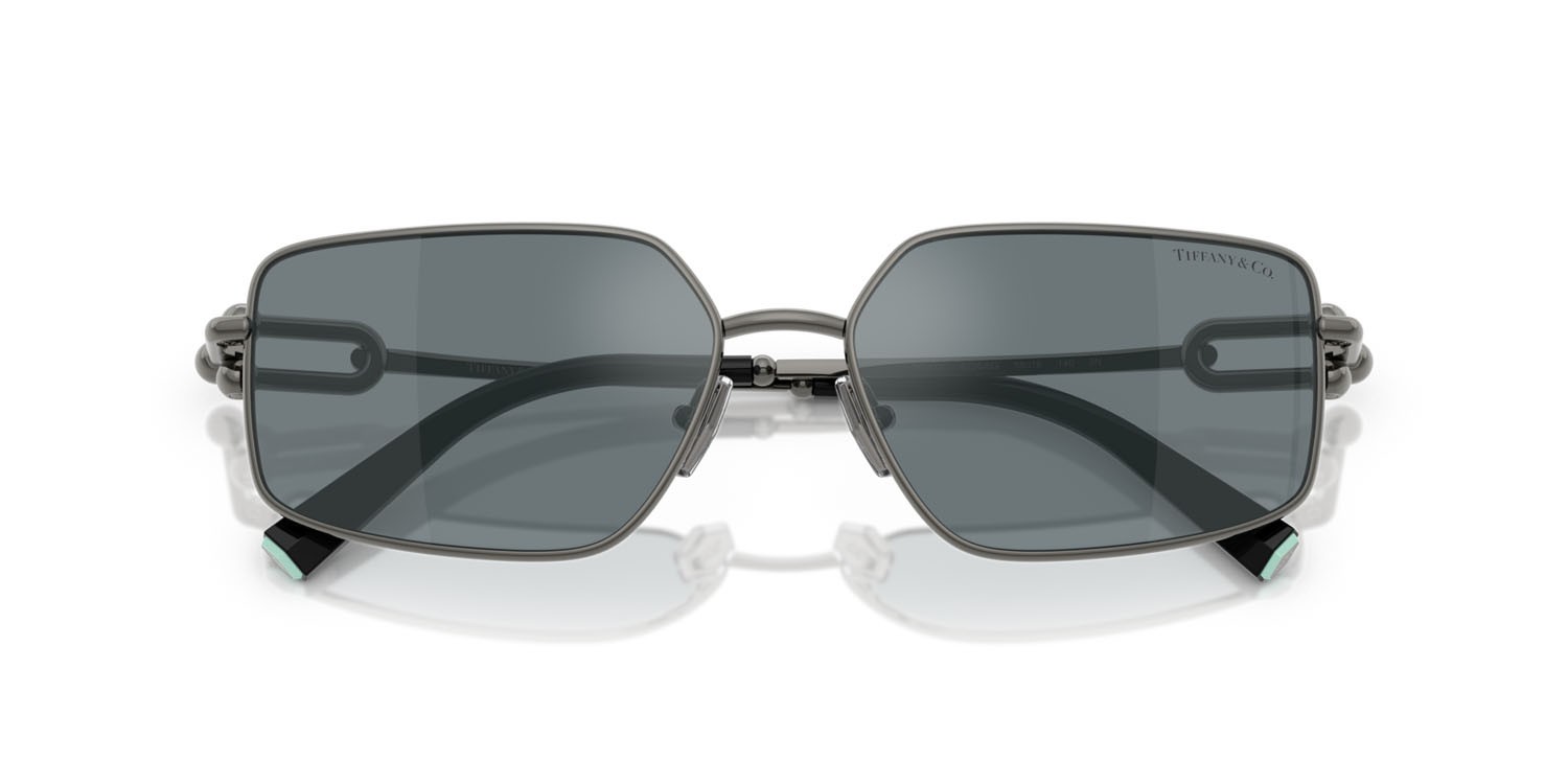 Sunglasses Tiffany TF 3111 (62266G) color rutenio shape rectangle lenses grigio nero specchiato