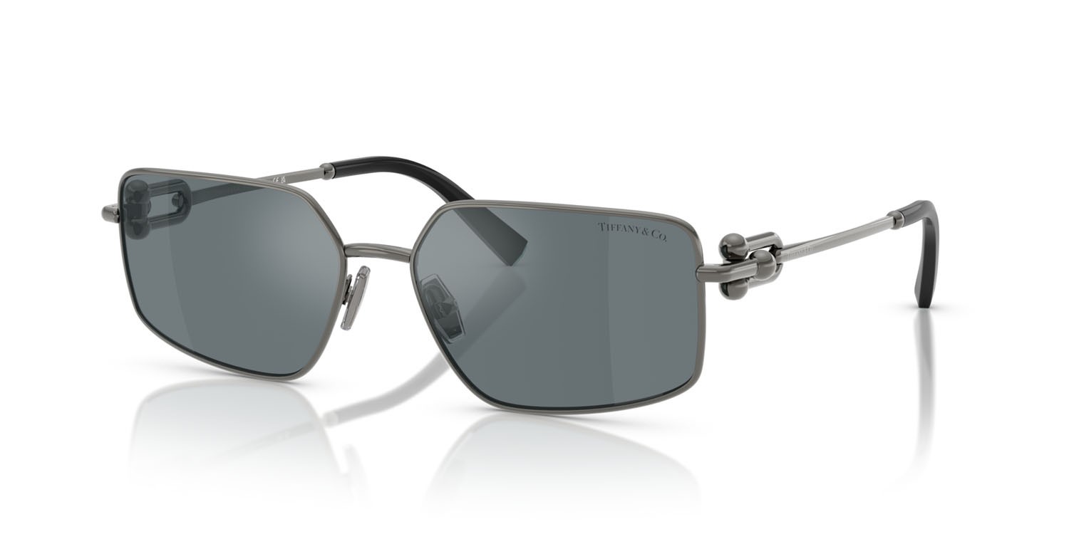 Sunglasses Tiffany TF 3111 (62266G) color rutenio shape rectangle lenses grigio nero specchiato