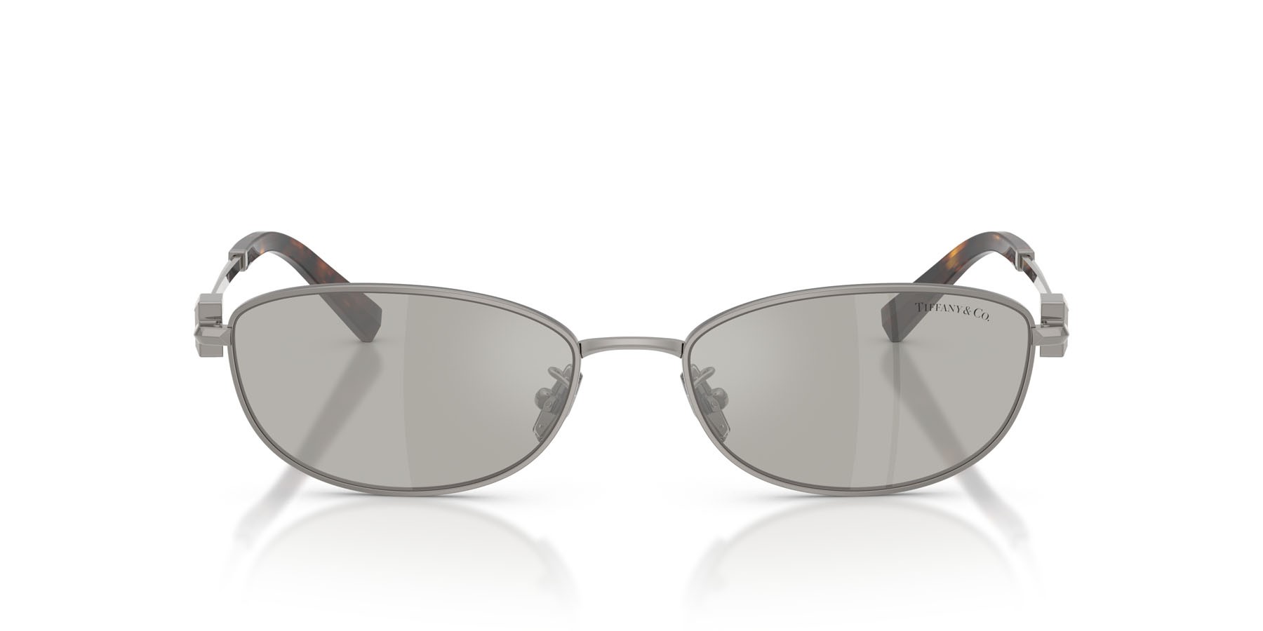 Occhiali da sole Tiffany TF 3115 (60036G) colore gunmetal forma ovale lenti grigio chiaro specchiato argento