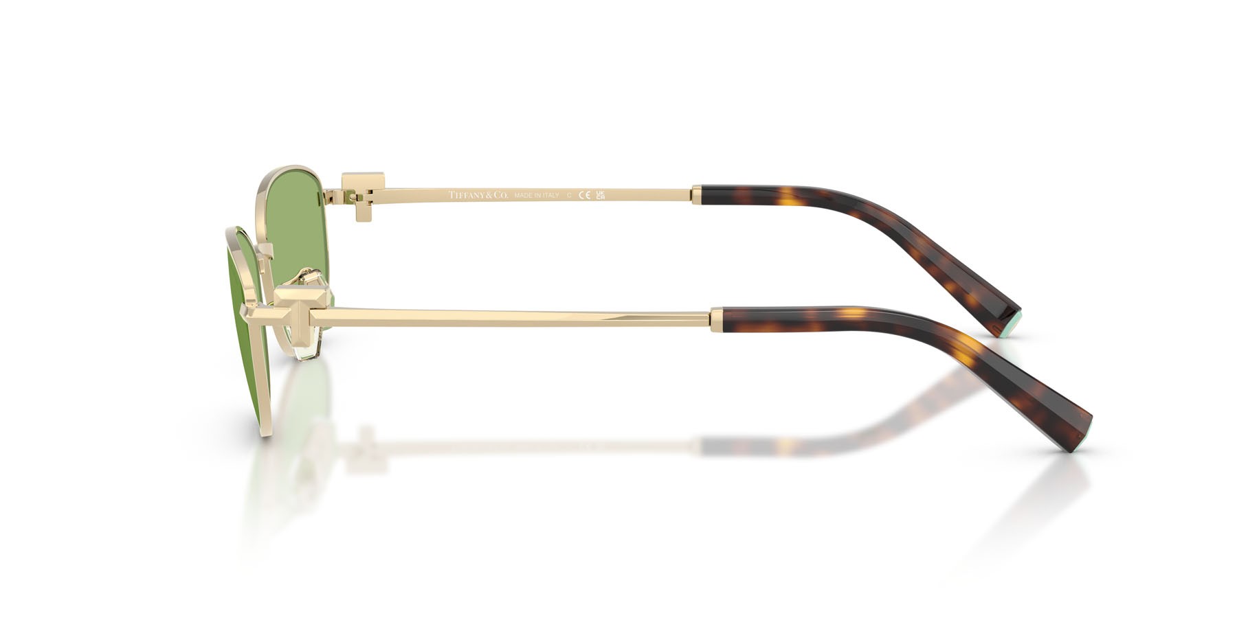 Occhiali da sole Tiffany TF 3115 (6229/2) colore oro pallido forma ovale lenti verde
