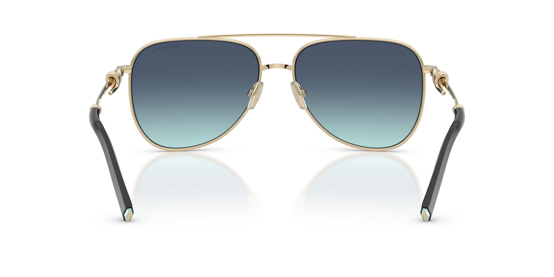 Occhiali da sole Tiffany TF 3116 (62029S) colore oro pallido forma aviator lenti azzurro sfumato blu