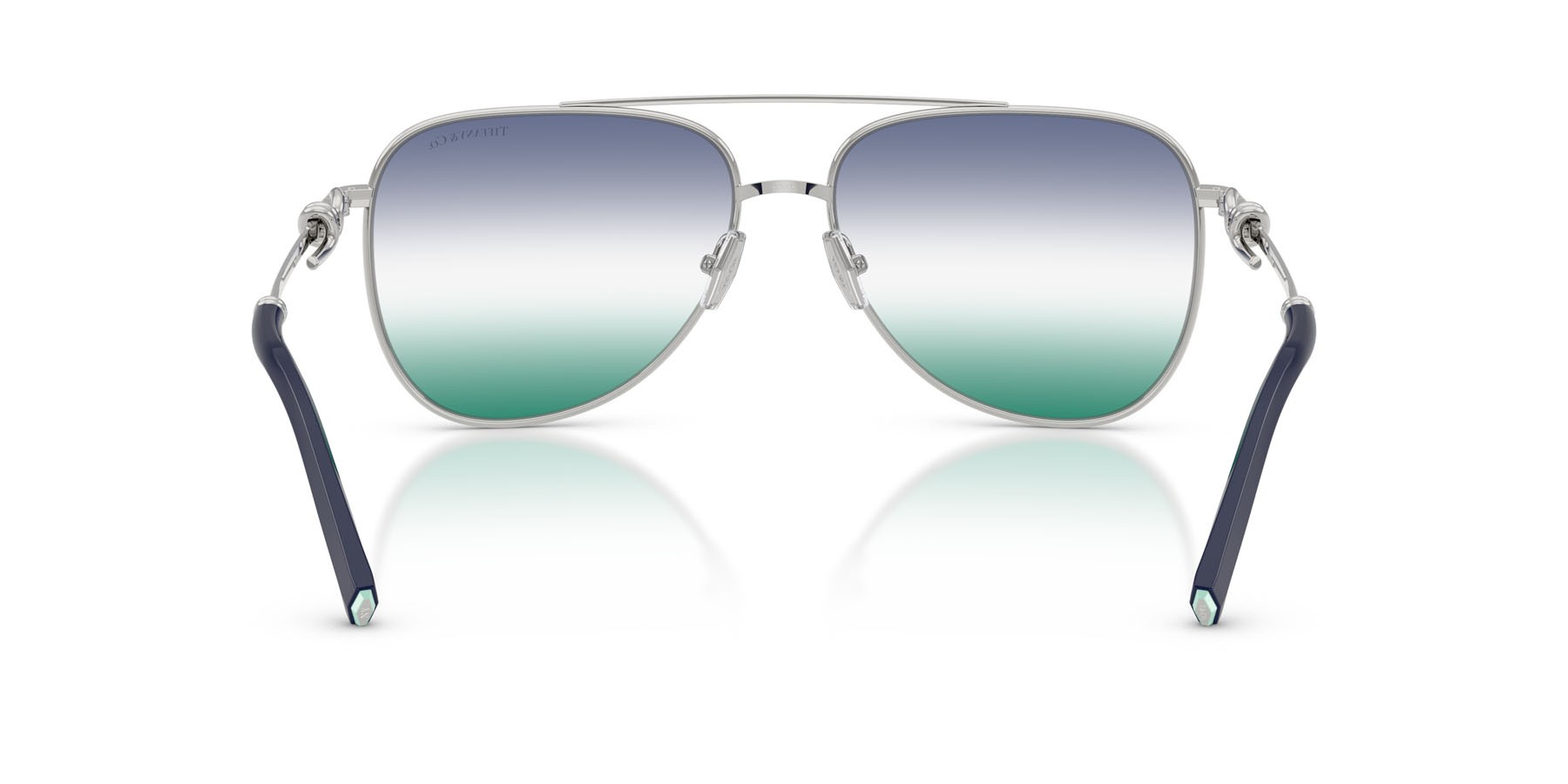 Occhiali da sole Tiffany TF 3116 (62312A) colore argento forma aviator lenti verde sfumato blu