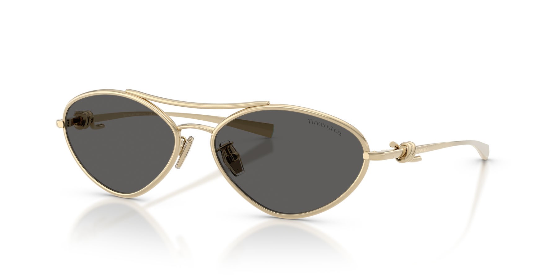 Sunglasses Tiffany TF 3117 (6021S4) color oro pallido shape irregular lenses grigio scuro