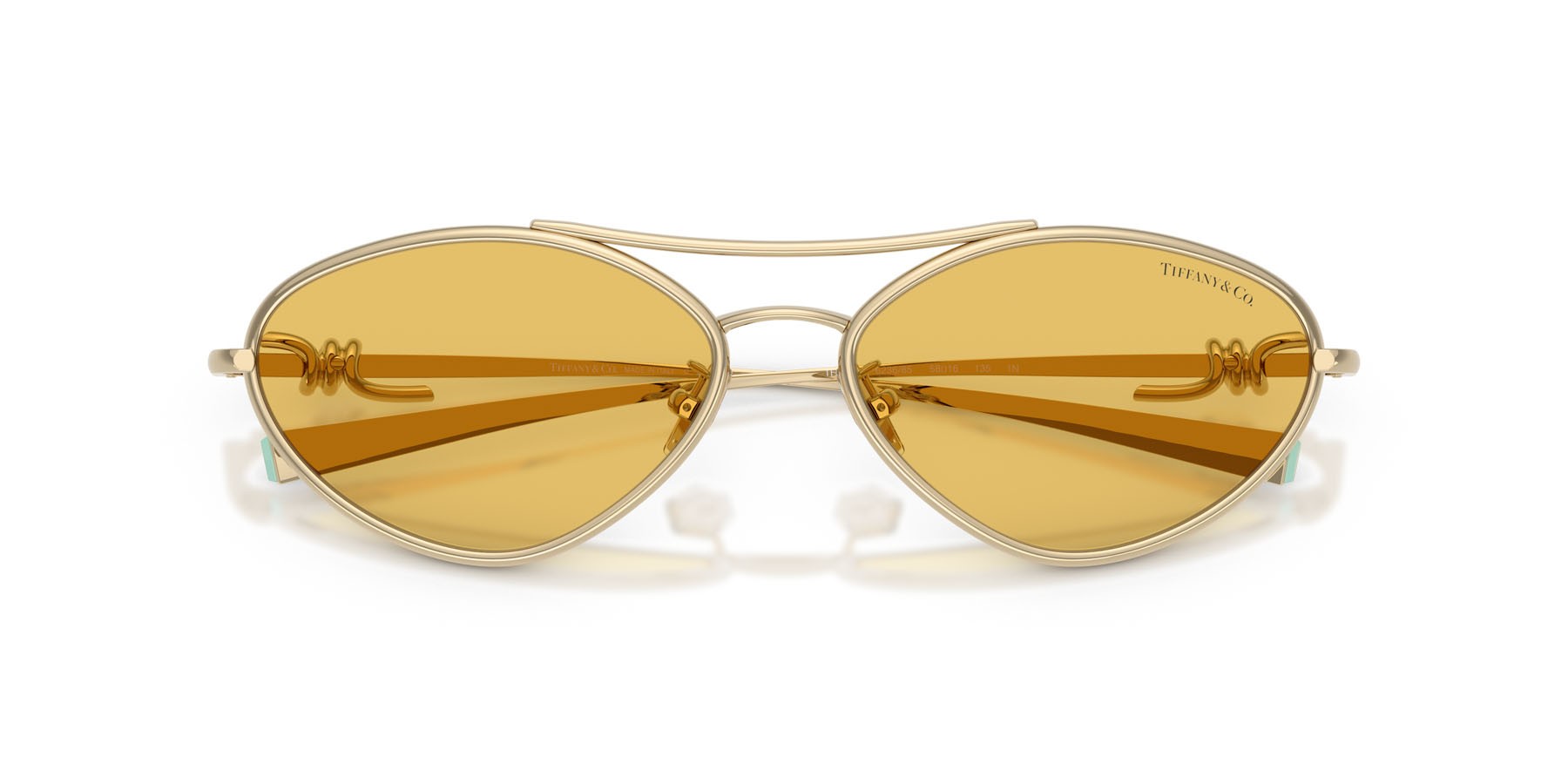 Sunglasses Tiffany TF 3117 (623685) color oro pallido shape irregular lenses giallo