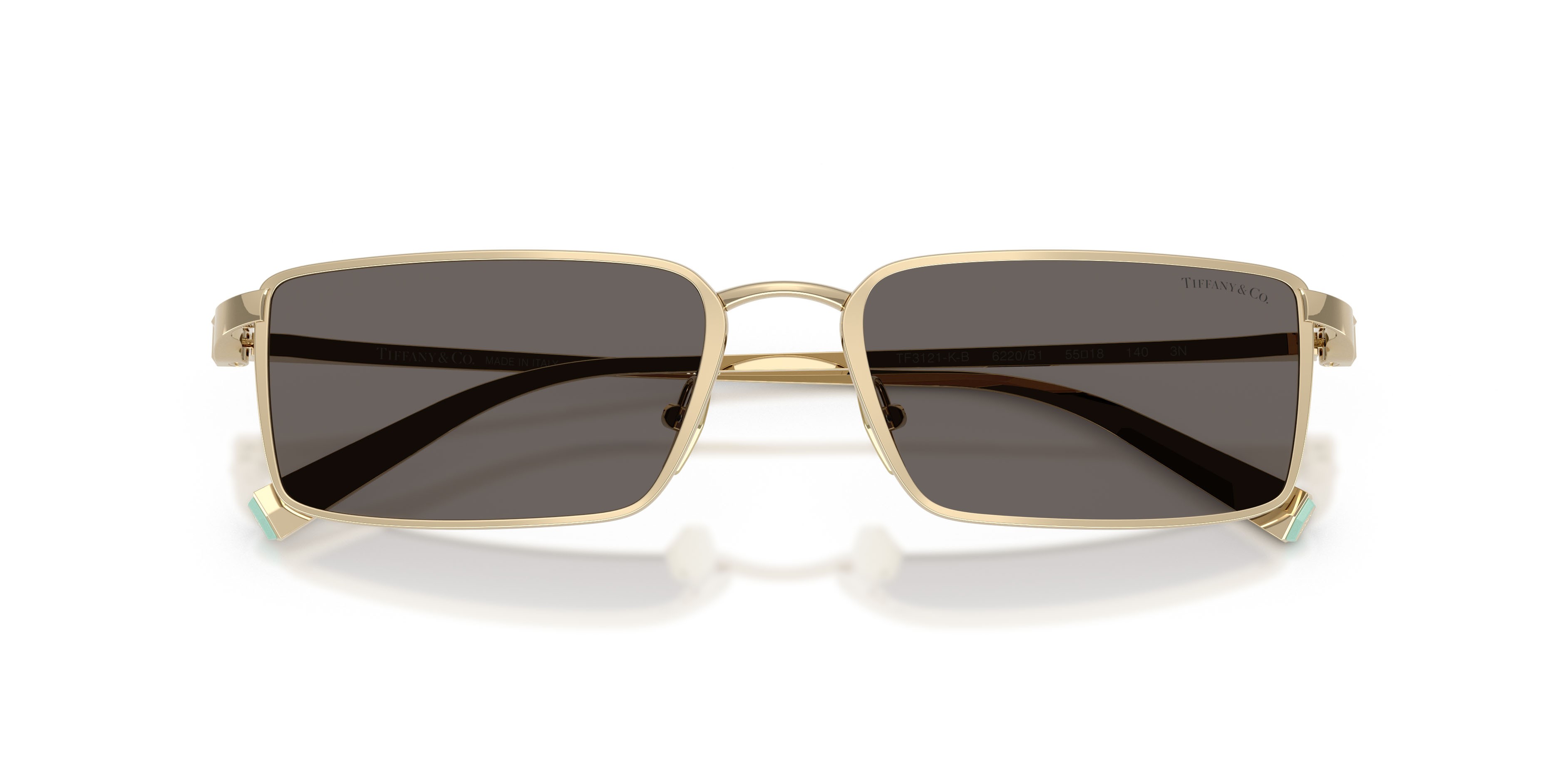 Sunglasses Tiffany TF 3121KB (6220B1) color placcato oro pallido shape rectangle lenses grigio scuro