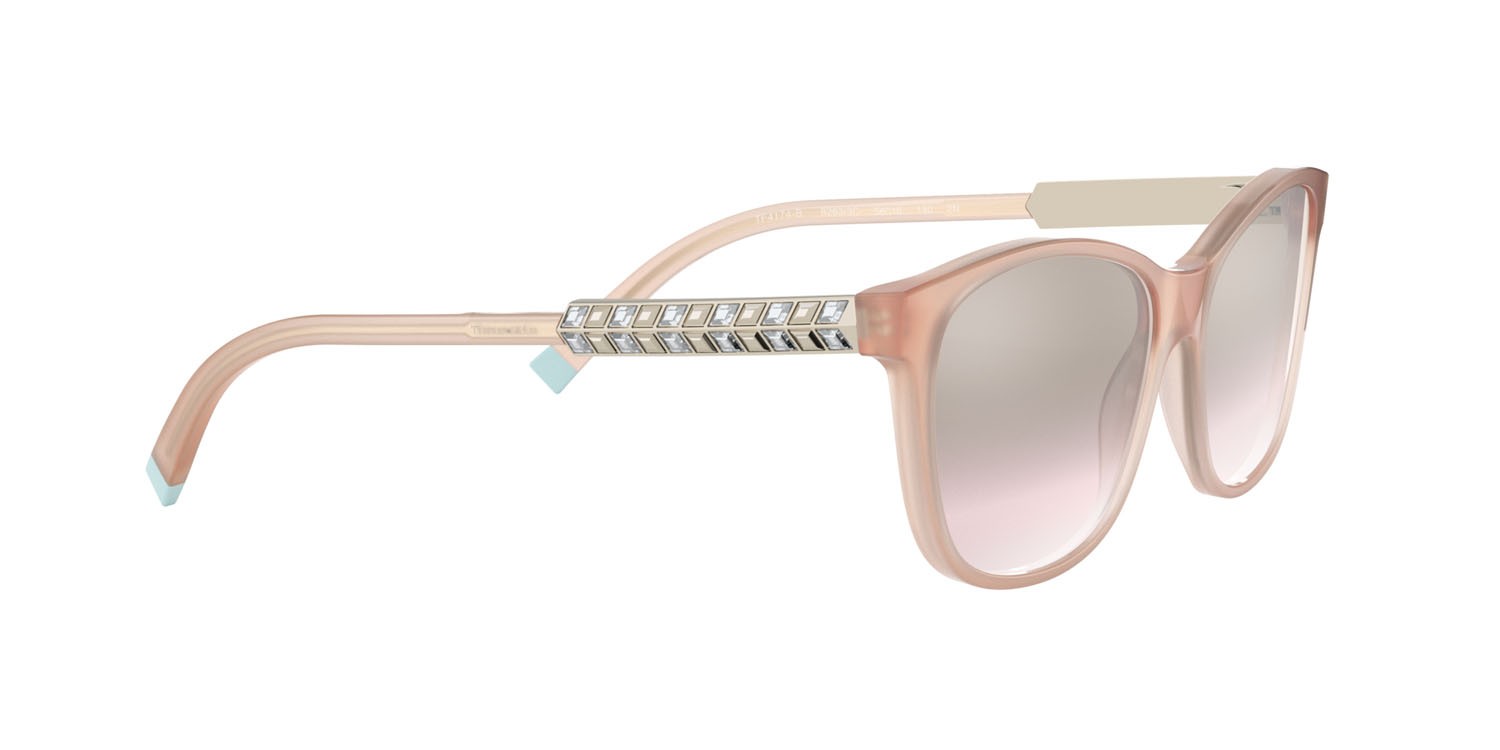 Sonnenbrillen Tiffany TF 4174B (82633C) farbe color carne opale form quadratisch gläser marrone sfumato argento a specchio