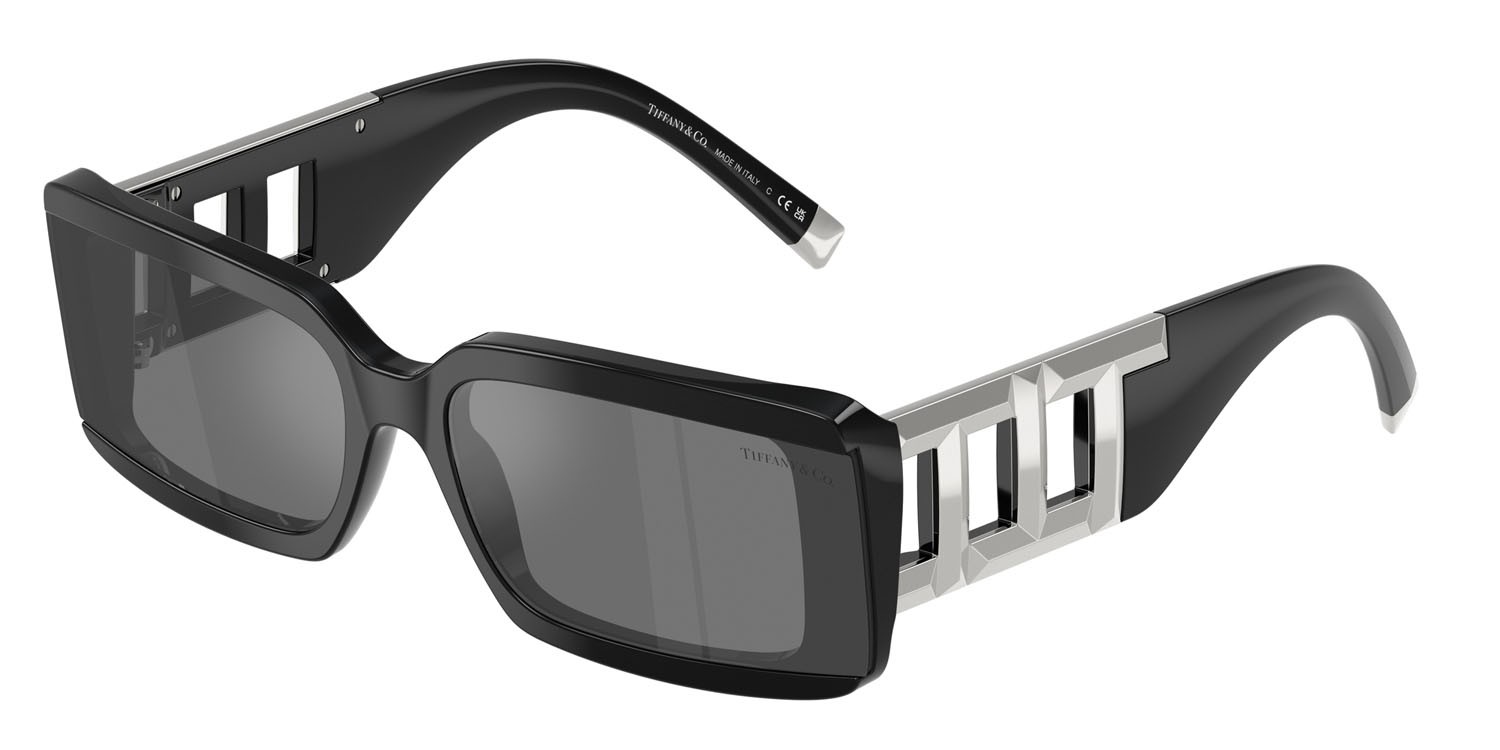 Sunglasses Tiffany TF 4197 (84306G) color nero shape rectangle lenses grigio nero specchiato