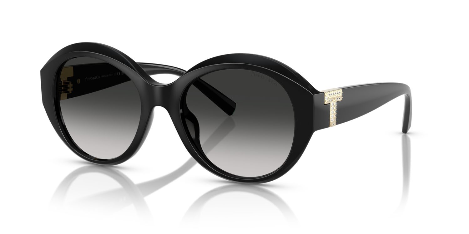 Sunglasses Tiffany TF 4227BU (80013C) color nero shape round lenses sfumato grigio
