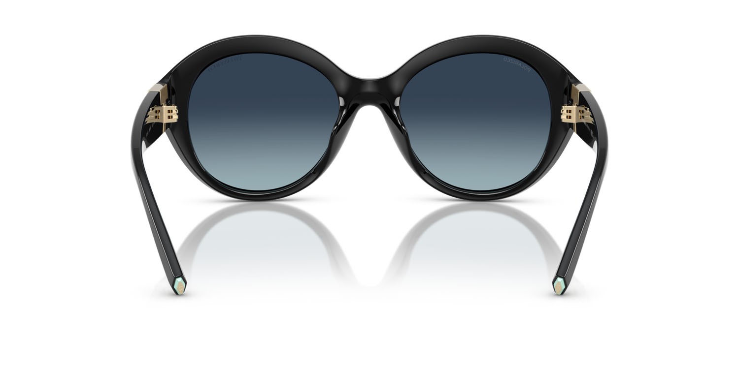 Sunglasses Tiffany TF 4227BU (80014U) color nero shape round lenses polarizzata blu sfumato