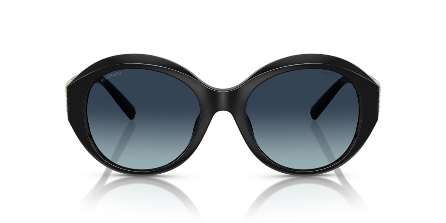 Sunglasses Tiffany TF 4227BU (80014U) color nero shape round lenses polarizzata blu sfumato