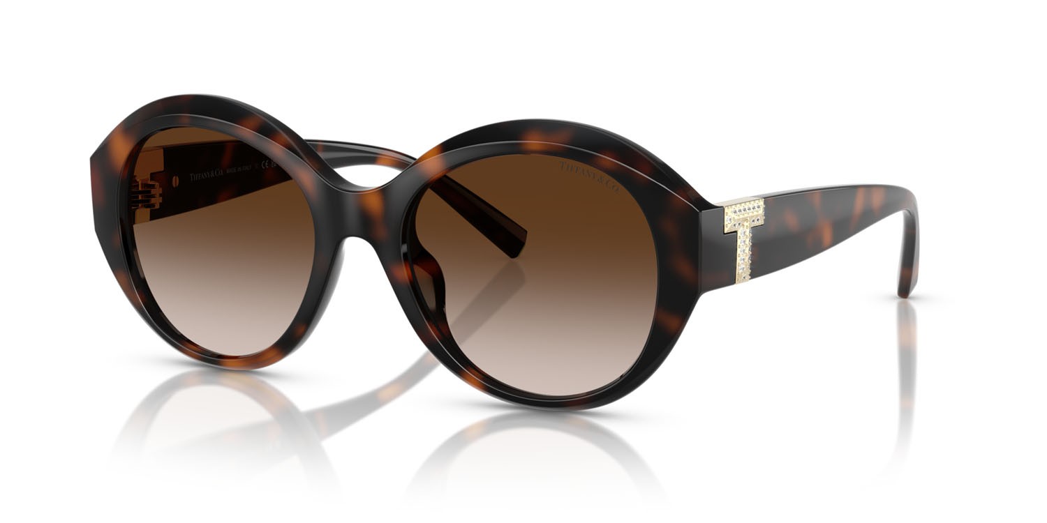 Sunglasses Tiffany TF 4227BU (80153B) color havana shape round lenses marrone sfumato