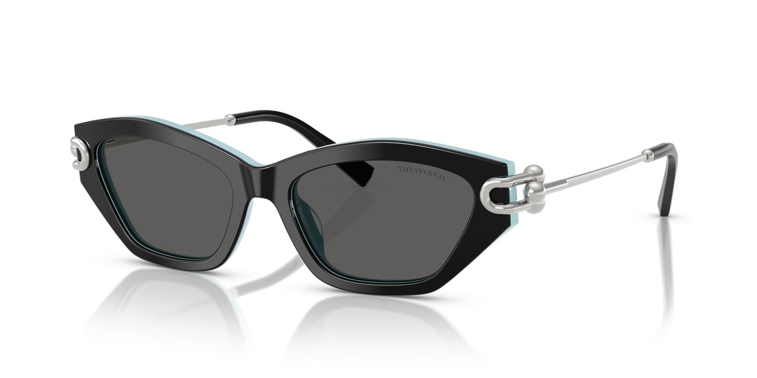 Sunglasses Tiffany TF 4231U (8055S4) color nero su blu tiffany shape cat eye lenses grigio scuro