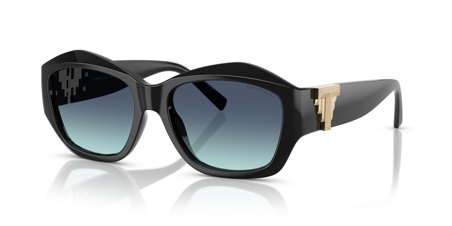 Occhiali da sole Tiffany TF 4233U (80019S) colore nero forma quadrato lenti azzurro sfumato blu