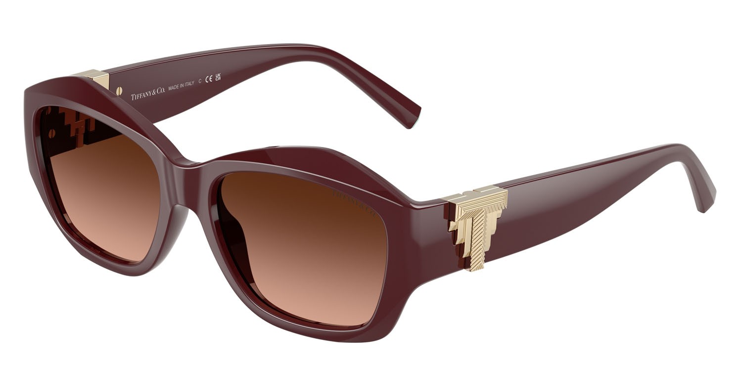 Sunglasses Tiffany TF 4233U (83895M) color vinaccia shape square lenses rosa sfumato grigio