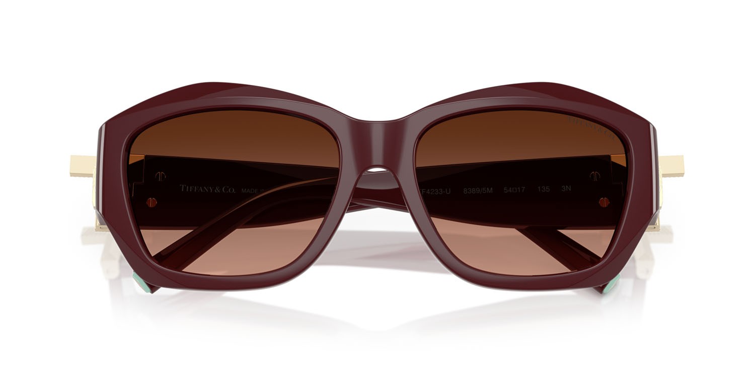 Sunglasses Tiffany TF 4233U (83895M) color vinaccia shape square lenses rosa sfumato grigio