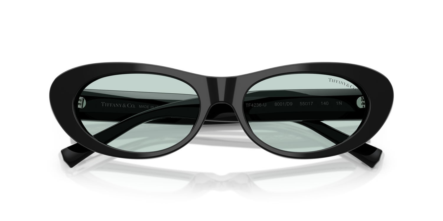 Sunglasses Tiffany TF 4236U (8001D9) color nero shape oval lenses azzurro chiaro