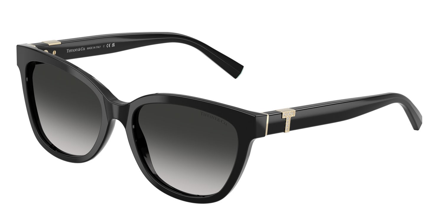 Occhiali da sole Tiffany TF 4237B (80013C) colore nero forma cat eye lenti sfumato grigio