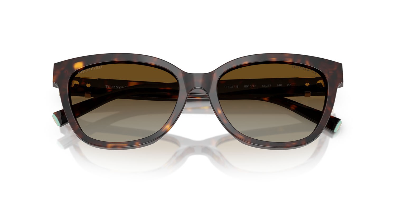 Occhiali da sole Tiffany TF 4237B (8015T5) colore havana forma cat eye lenti polarizzata marrone sfumato