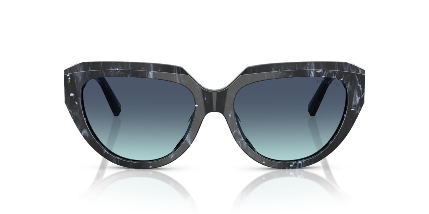 Sunglasses Tiffany TF 4238U (84349S) color nero striato shape square lenses azzurro sfumato blu